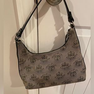 Y2K Dooney & Bourke Logo Classic Tan and Brown Monogrammed Shoulder Handbag